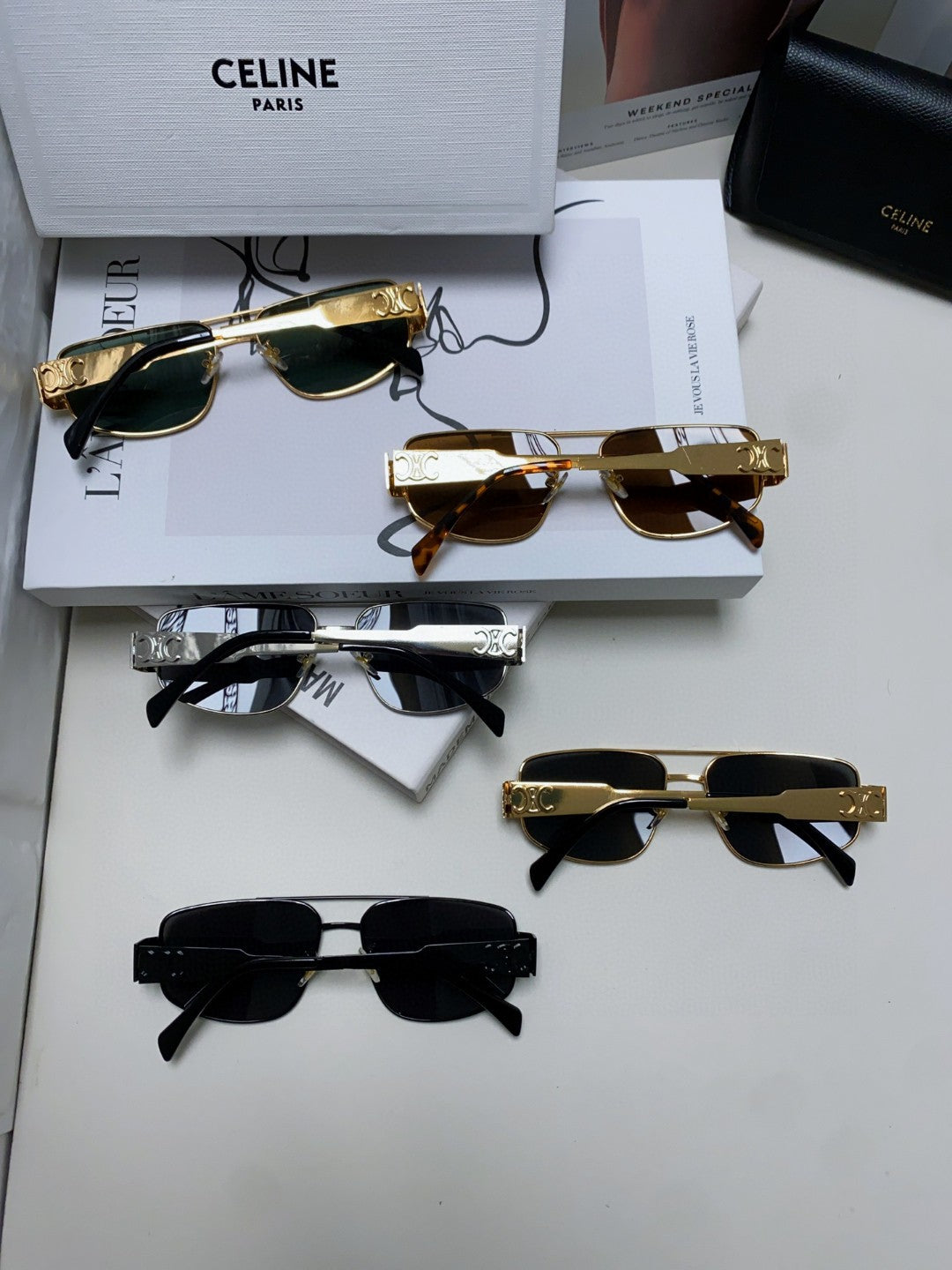 Celine CL40278 Metal Aviator Silver Lens Sunglasses for Men & Women - 465475 - detail image 8
