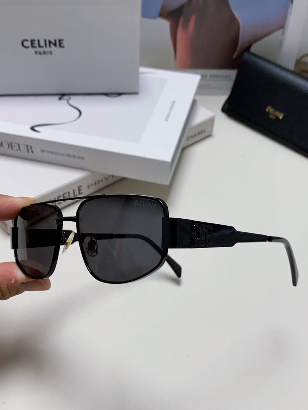 Celine CL40278 Metal Aviator Silver Lens Sunglasses for Men & Women - 465475 - detail image 5