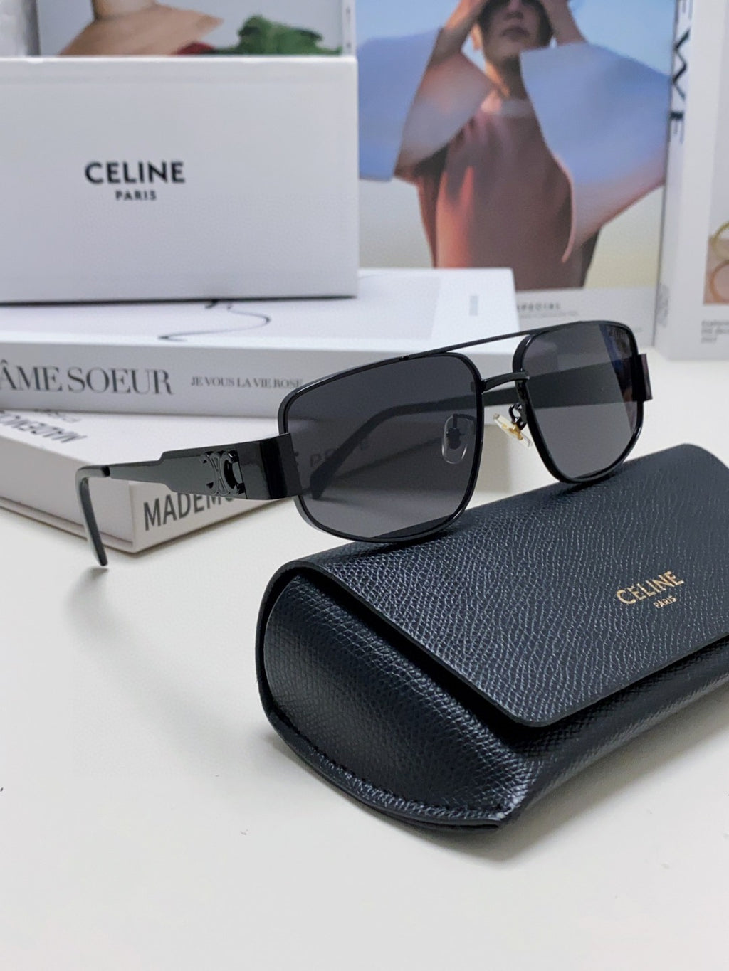 Celine CL40278 Metal Aviator Silver Lens Sunglasses for Men & Women - 465475 - detail image 7