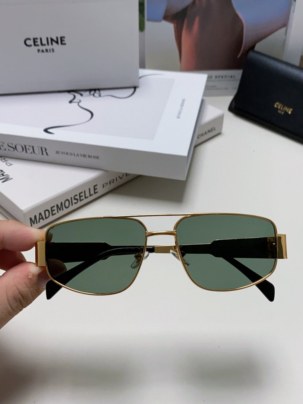 Celine CL40278 Metal Aviator Pink Lens Sunglasses for Men & Women - detail image 3