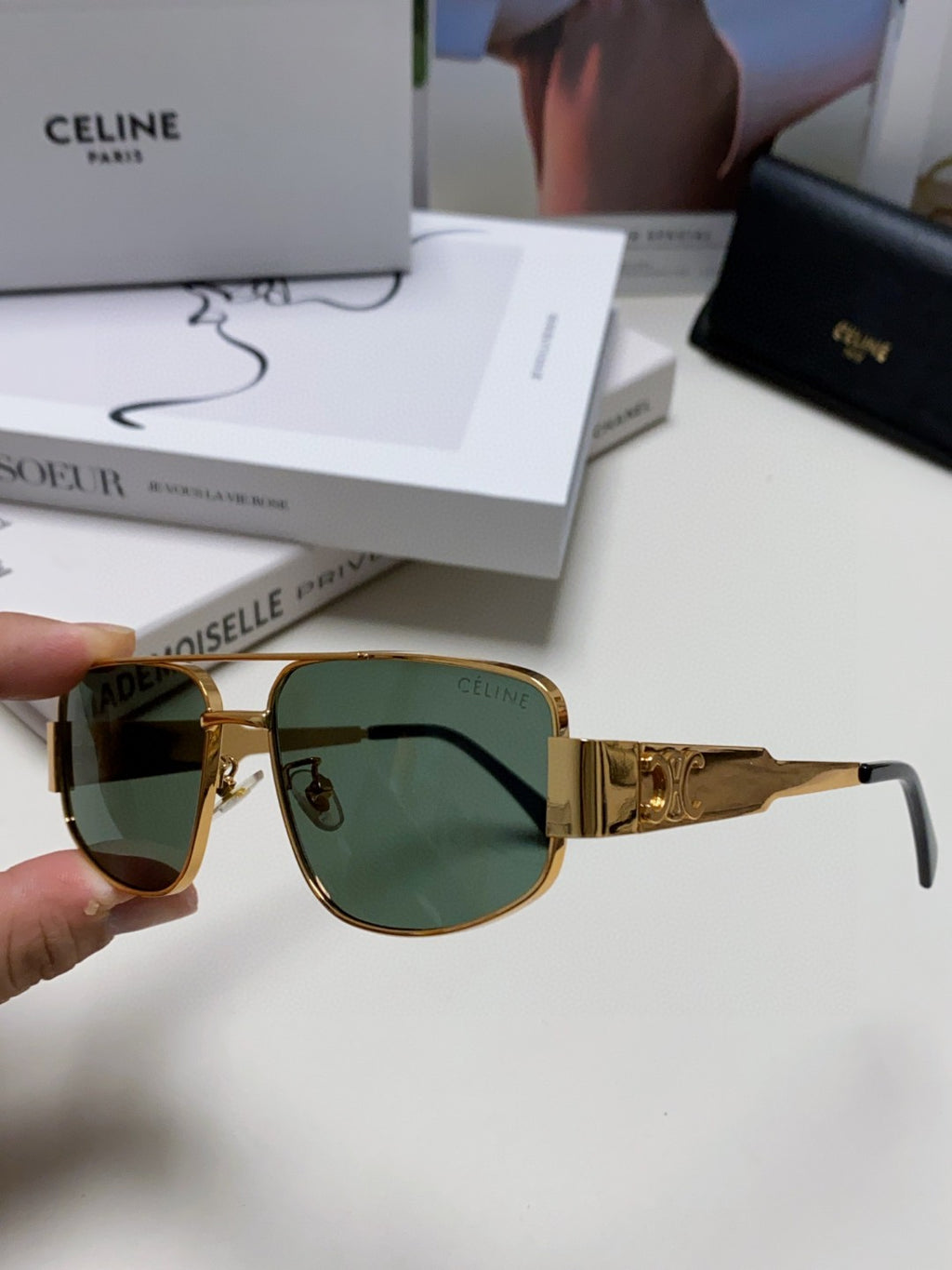 Celine CL40278 Metal Aviator Pink Lens Sunglasses for Men & Women - detail image 5