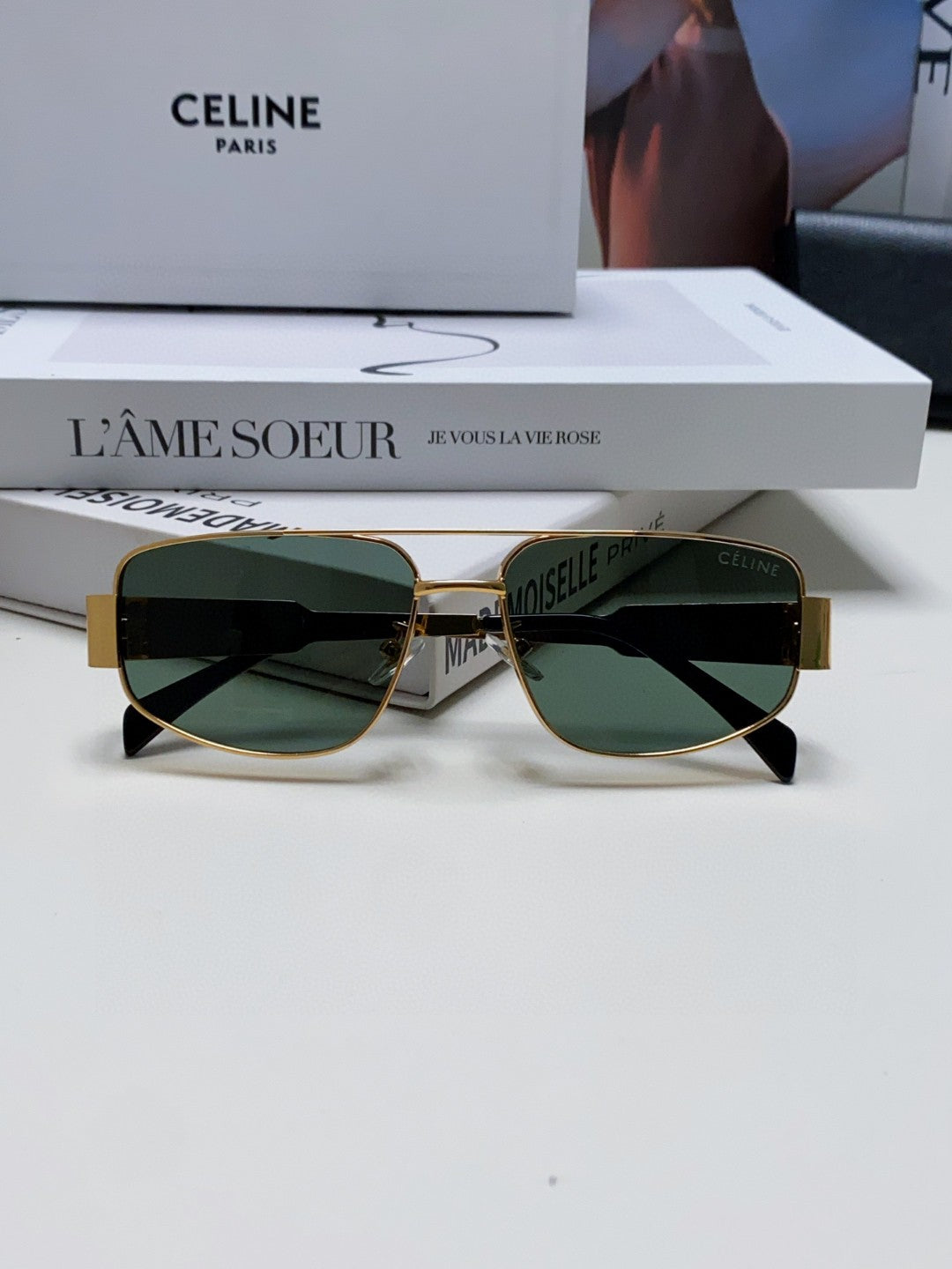 Celine CL40278 Metal Aviator Pink Lens Sunglasses for Men & Women - detail image 6