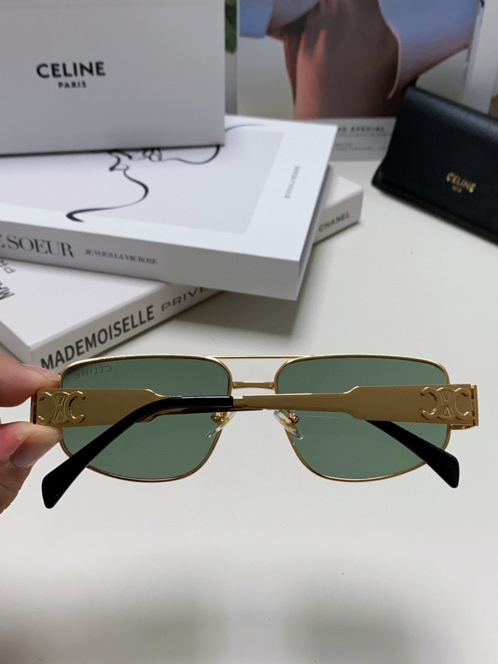 Celine CL40278 Metal Aviator Pink Lens Sunglasses for Men & Women - detail image 4