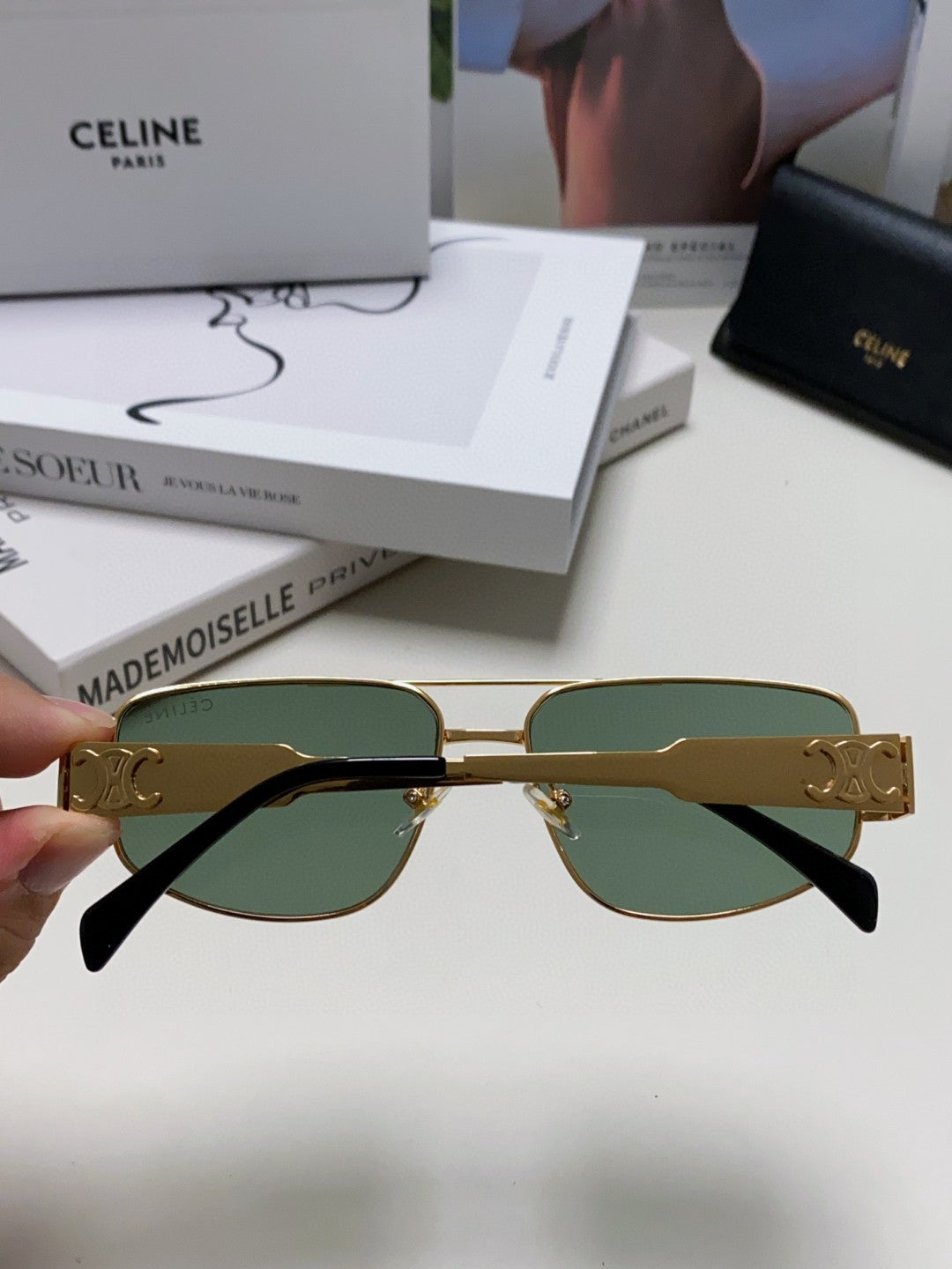 Celine CL40278 Metal Aviator Pink Lens Sunglasses for Men & Women - detail image 4