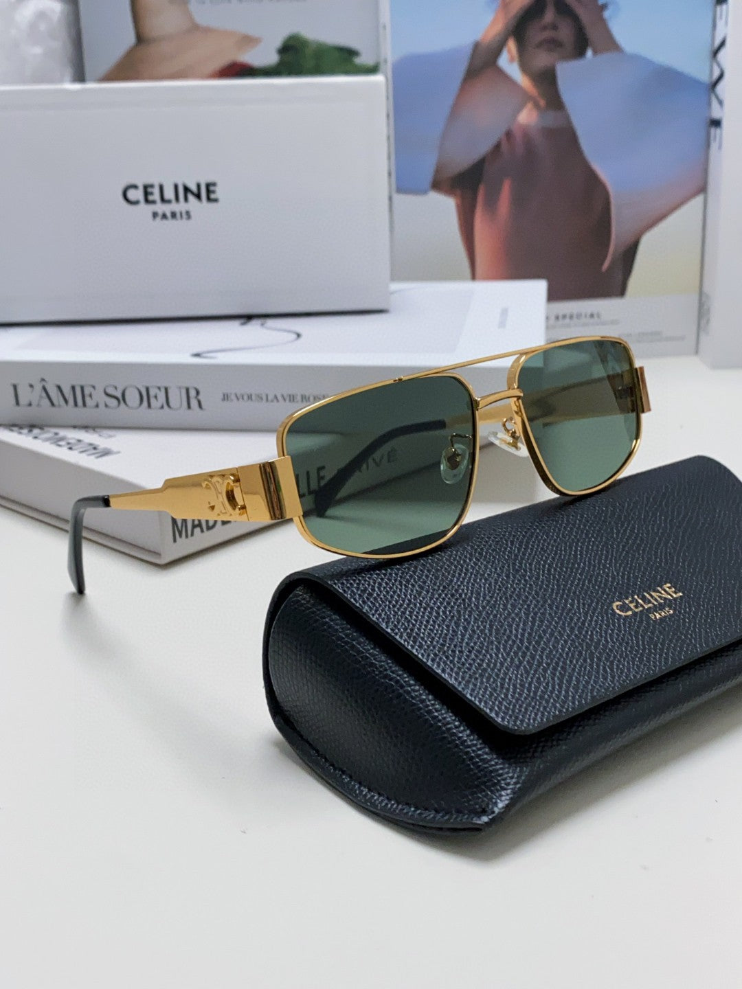 Celine CL40278 Metal Aviator Pink Lens Sunglasses for Men & Women - detail image 7