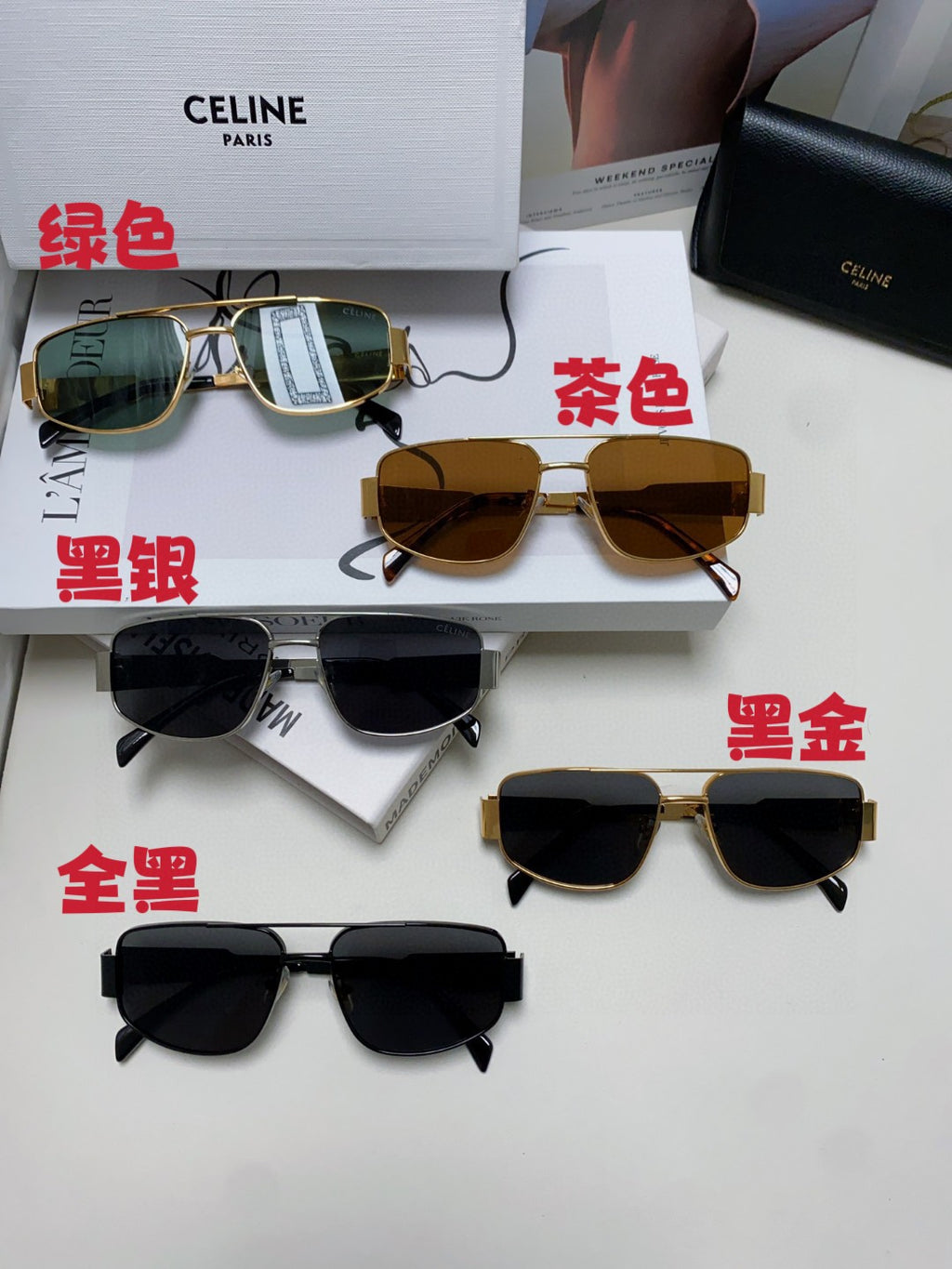 Celine CL40278 Metal Aviator Silver Lens Sunglasses for Men & Women - detail image 2