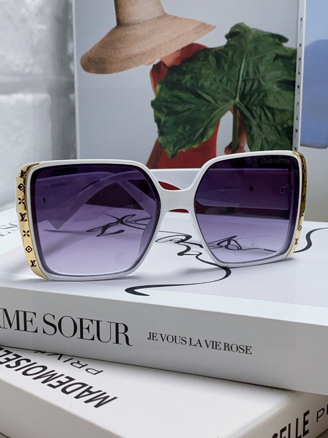 Louis Vuitton Square Red Lens Sunglasses for Women