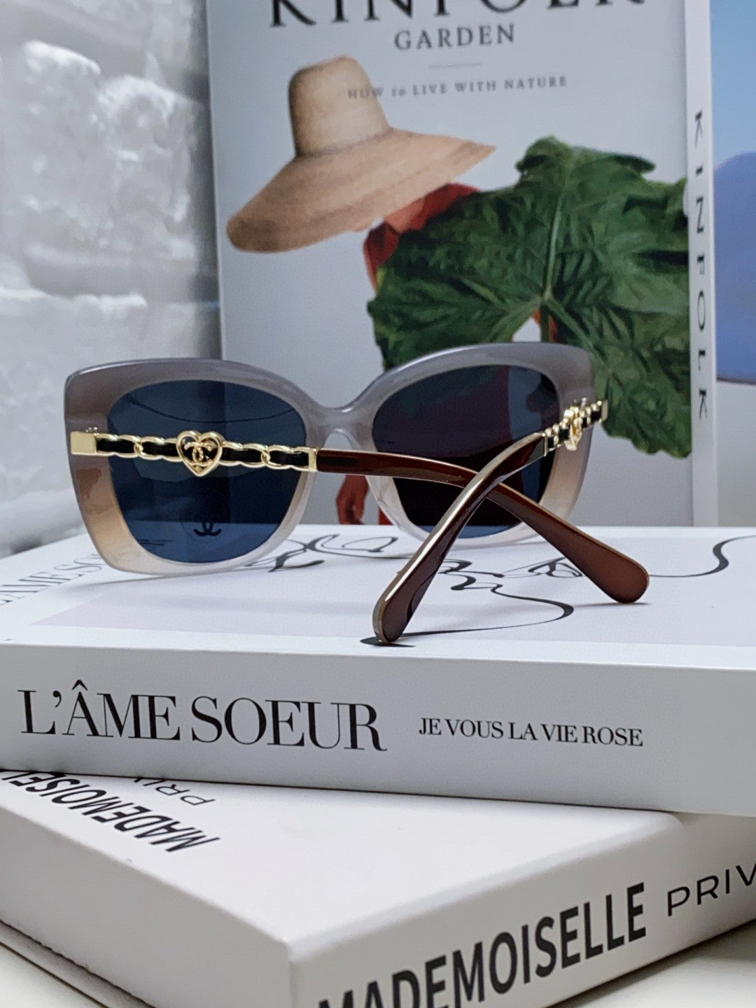 Chanel Metal Cat-Eye Blue Lens Sunglasses for Women - 465047 - detail image 2
