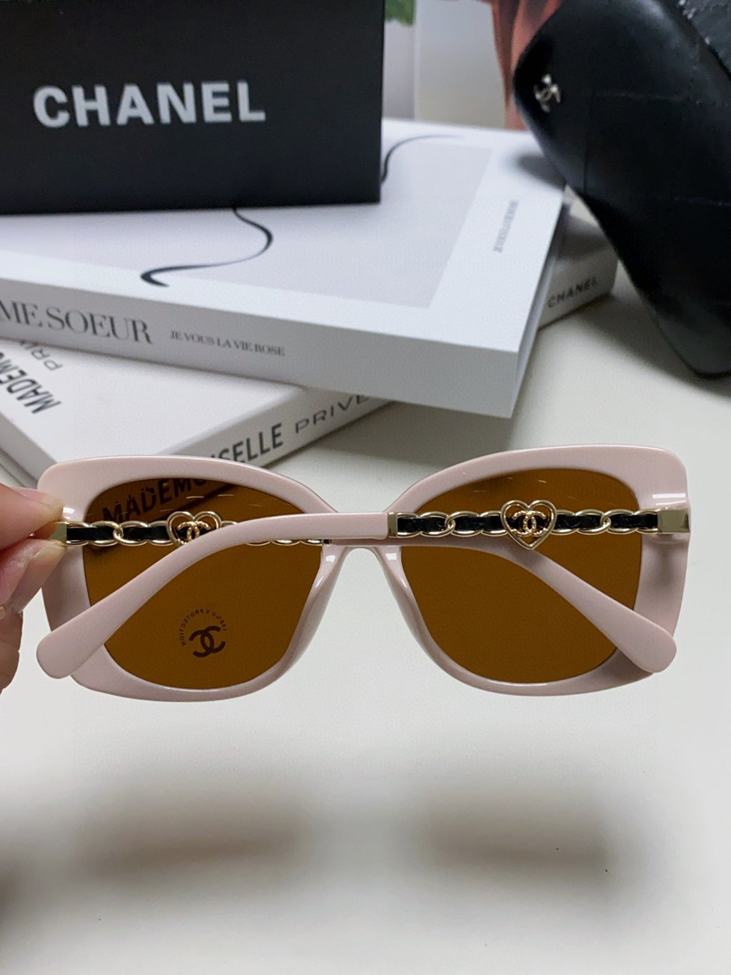 Chanel Metal Cat-Eye Brown Lens Sunglasses for Women - detail image 4