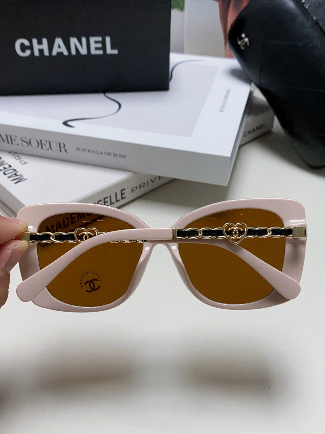 Chanel Metal Cat-Eye Brown Lens Sunglasses for Women - detail image 4
