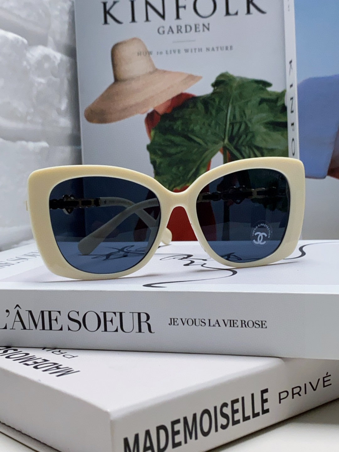 Chanel Metal Cat-Eye Blue Lens Sunglasses for Women - 465049