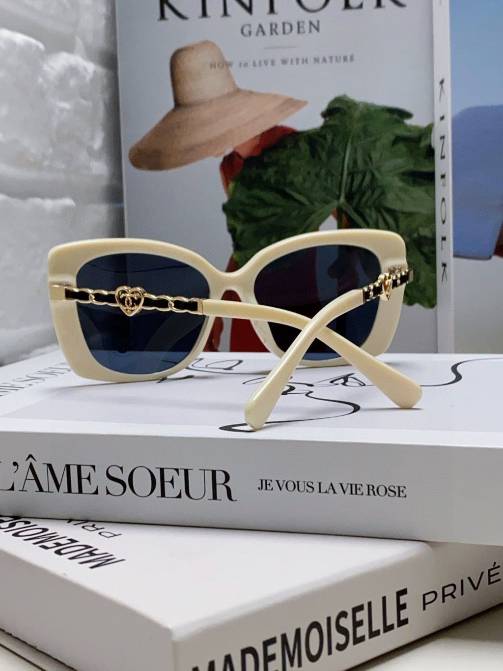 Chanel Metal Cat-Eye Blue Lens Sunglasses for Women - 465049 - detail image 2