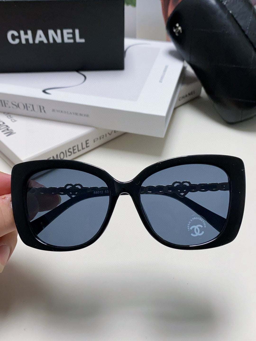 Chanel Metal Cat-Eye Blue Lens Sunglasses for Women - detail image 3