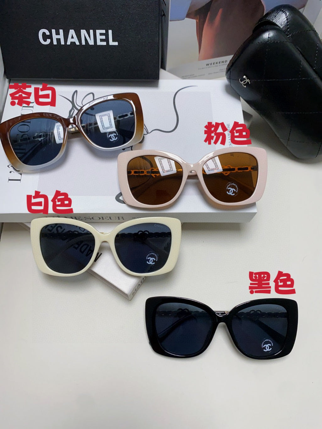 Chanel Metal Cat-Eye Blue Lens Sunglasses for Women - detail image 9