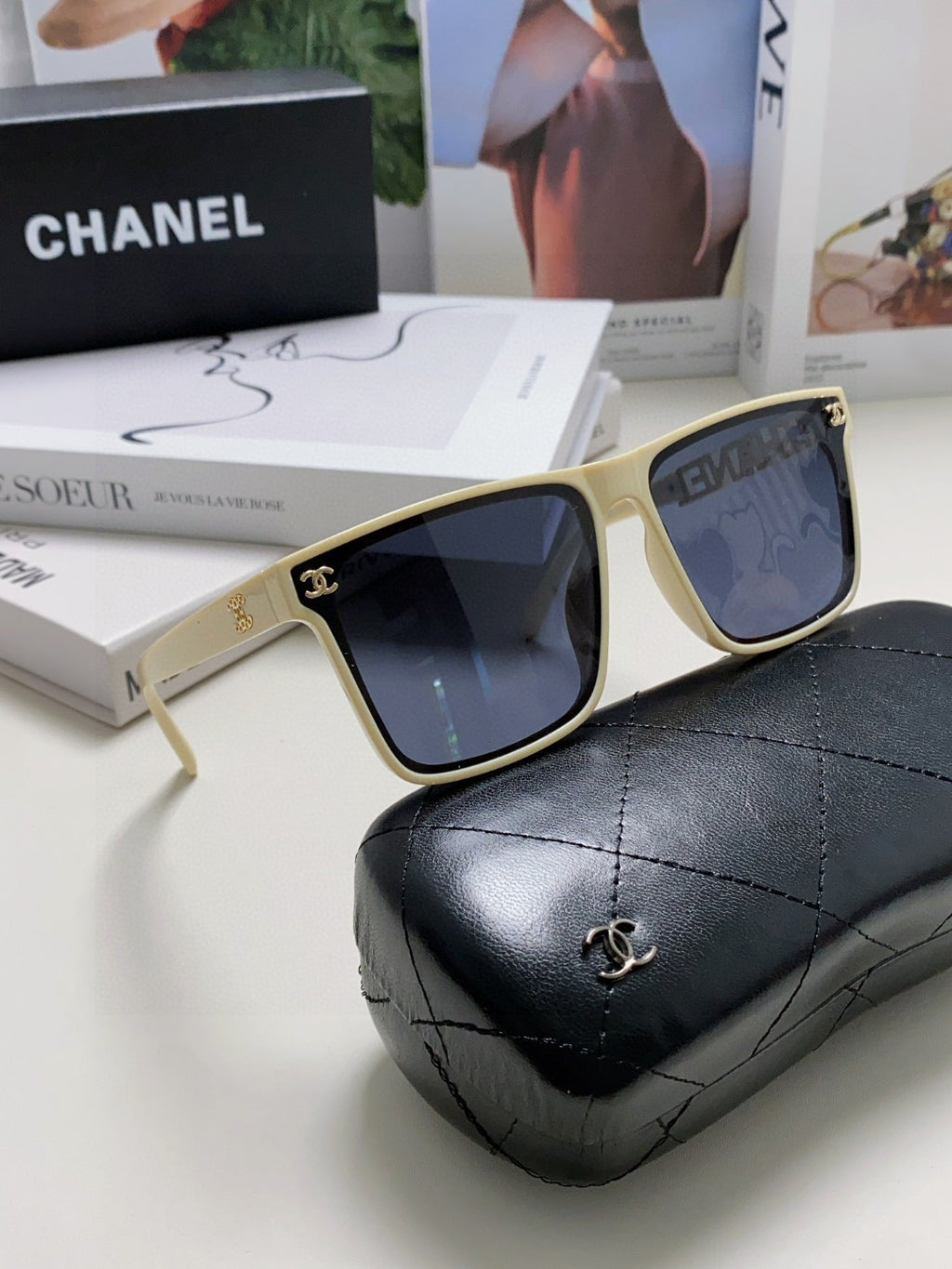 Chanel Polarized Square Black Lens Sunglasses for Women - detail image 6