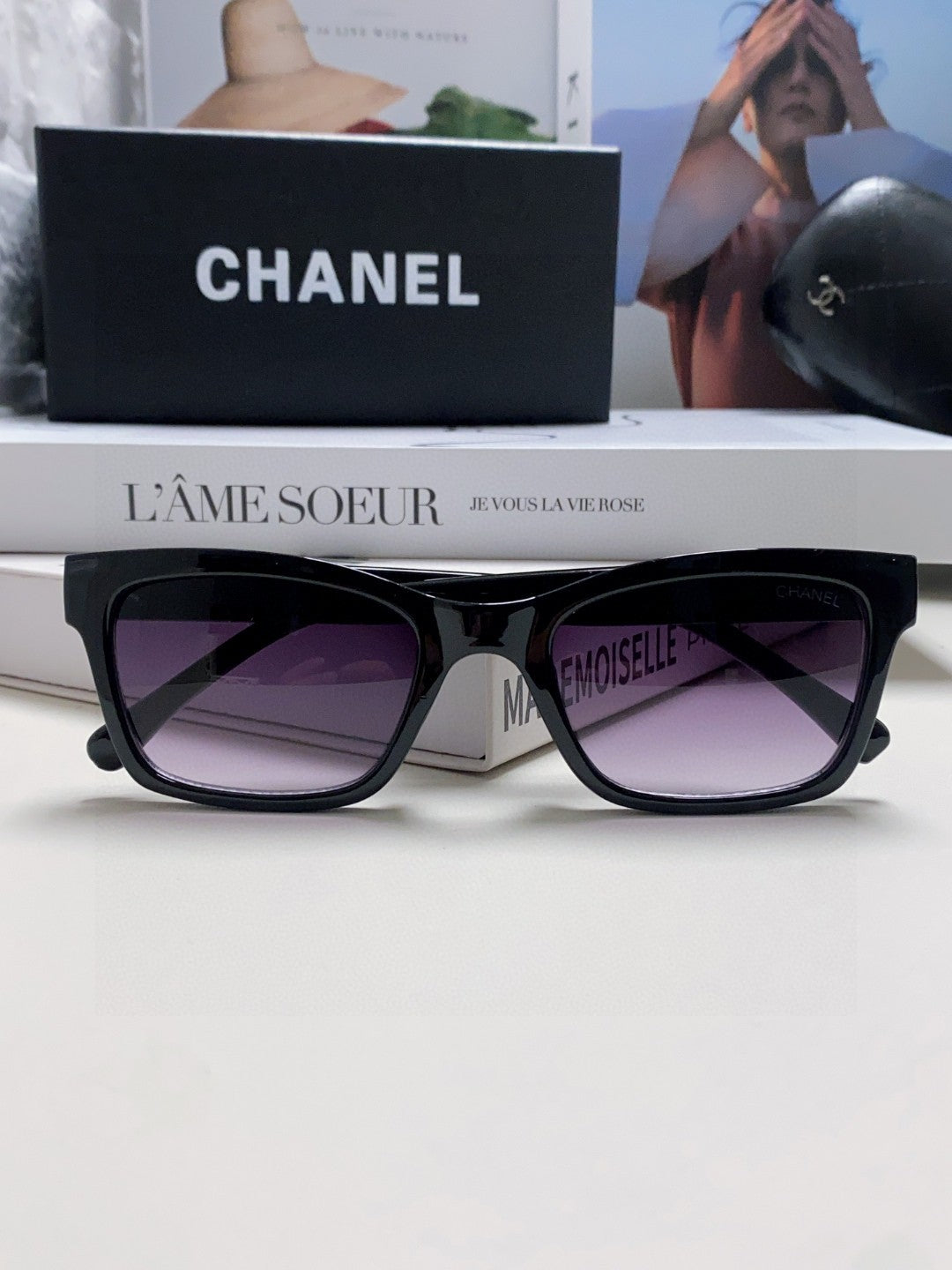 Chanel Square Gray Lens Sunglasses for Women - detail image 5