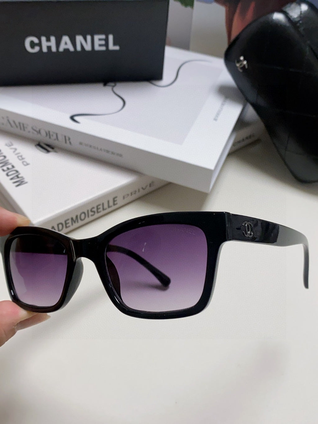 Chanel Square Gray Lens Sunglasses for Women - detail image 4