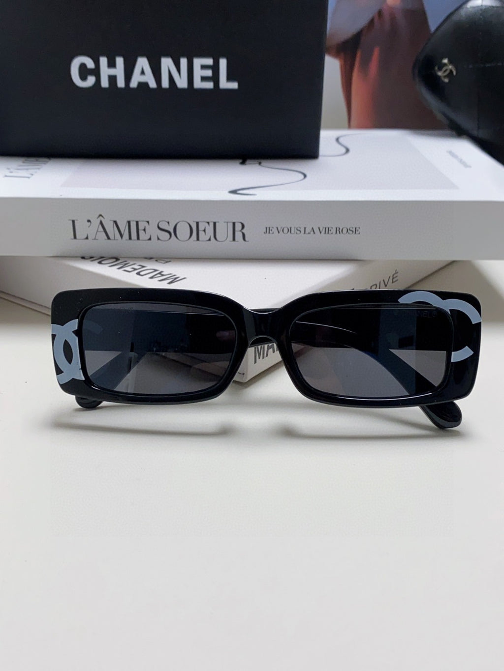 Chanel Rectangular Black Lens Sunglasses for Men & Women - detail image 6