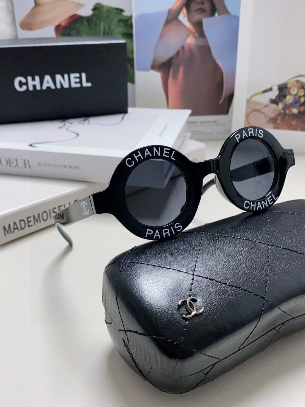 Chanel Round Black Lens Sunglasses for Women - detail image 7