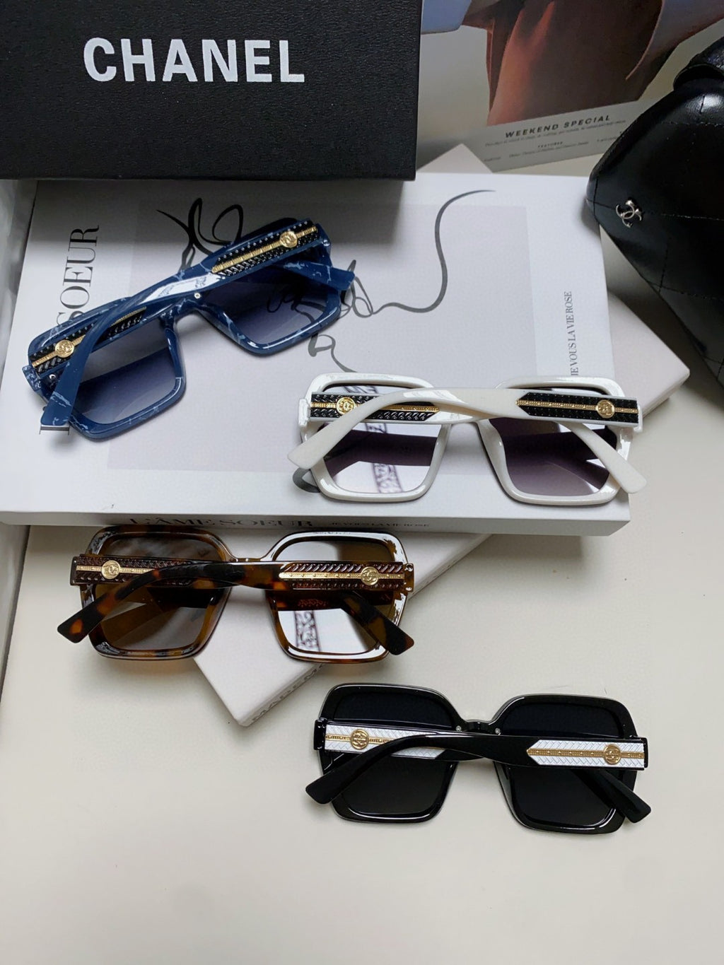 Chanel Polarized Fashion Blue Lens Sunglasses for Men & Women - detail image 7