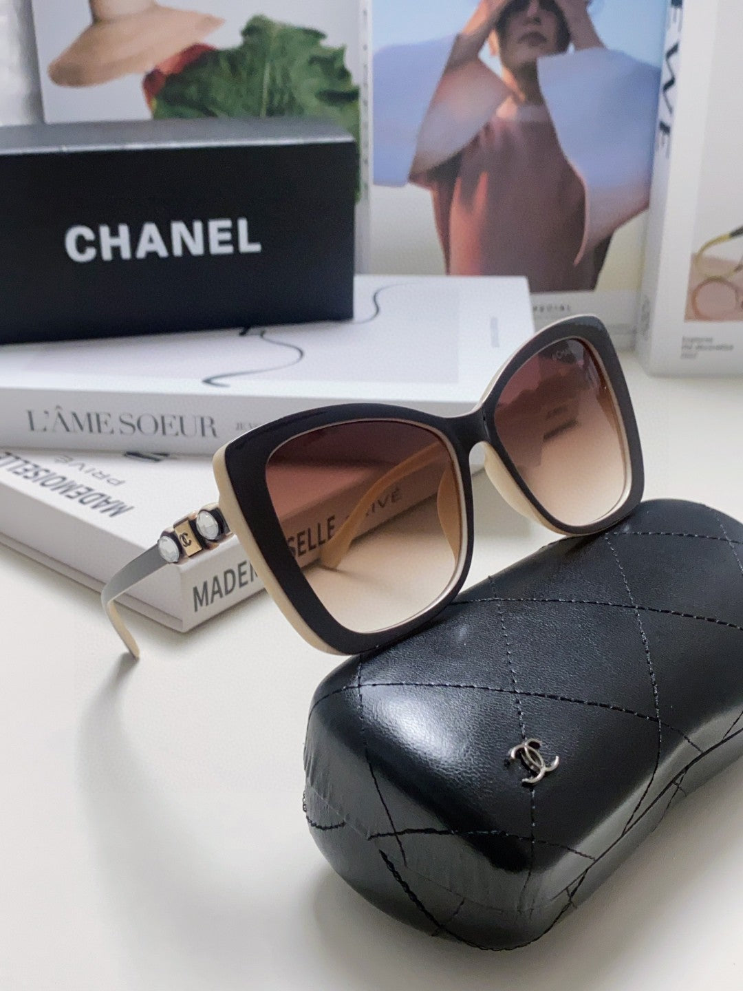 Chanel CH5445H Fashion Gray Lens Sunglasses for Men & Women - detail image 7