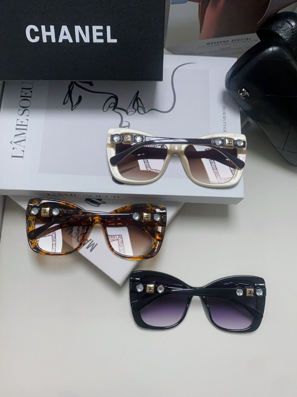 Chanel CH5445H Fashion Gray Lens Sunglasses for Men & Women - detail image 8