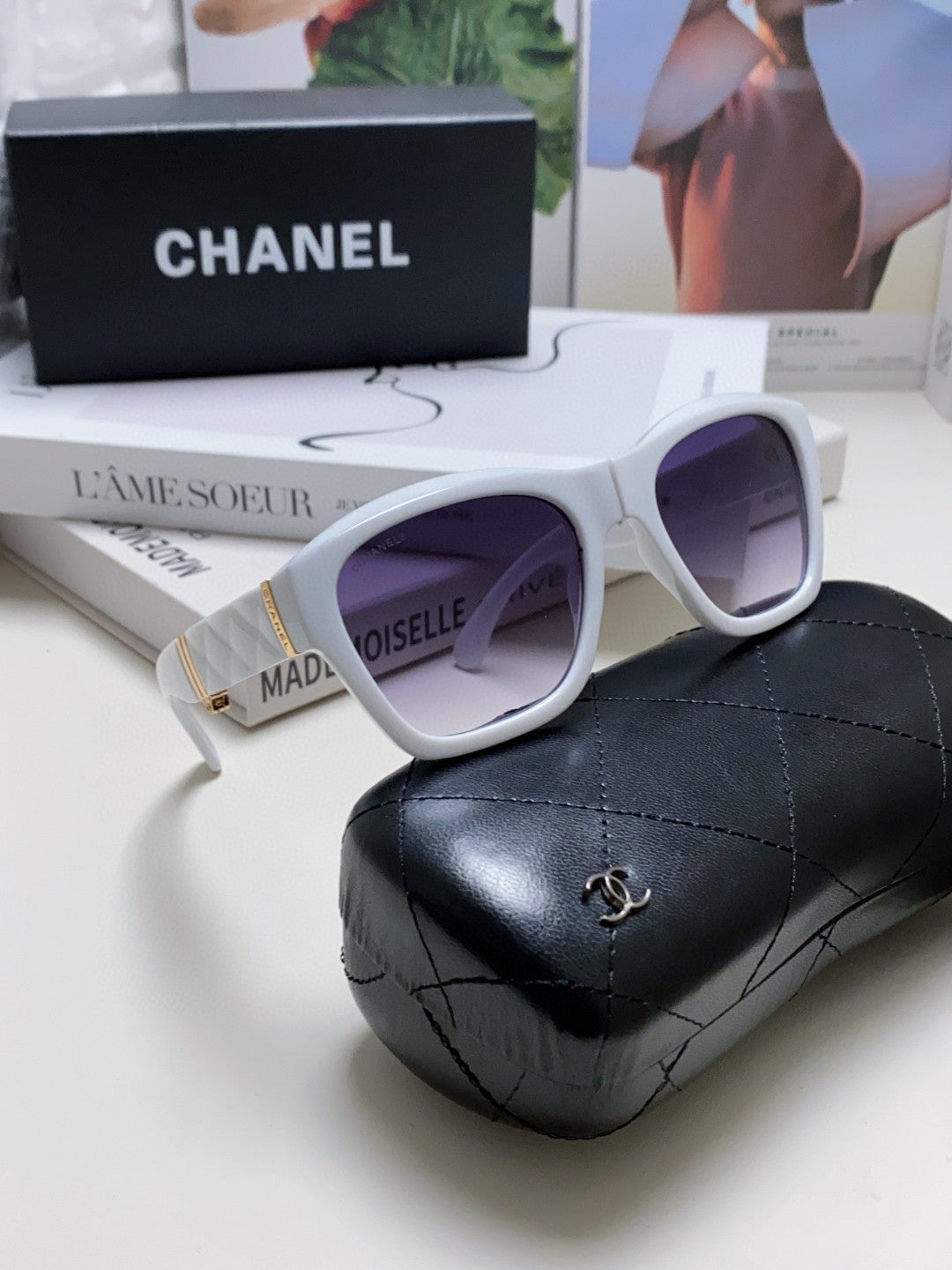 Chanel Folding Fashion Silver Lens Sunglasses for Men & Women - detail image 7