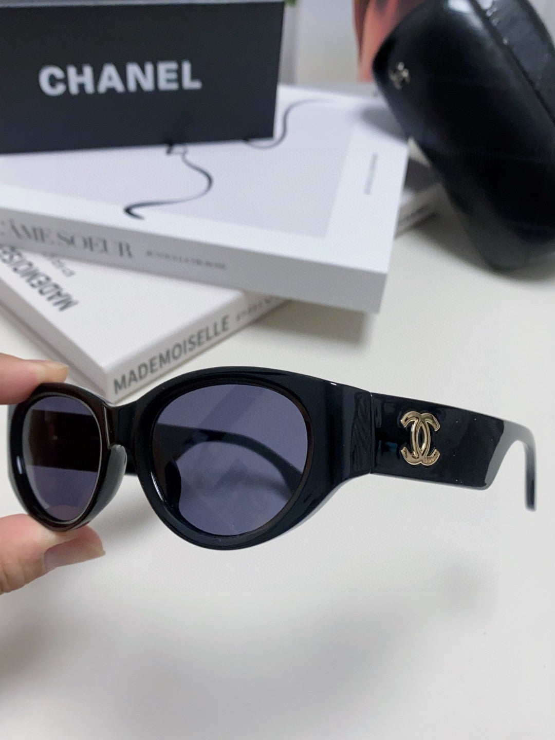 Chanel Cat-Eye Blue Lens Sunglasses for Women - 465074 - detail image 5