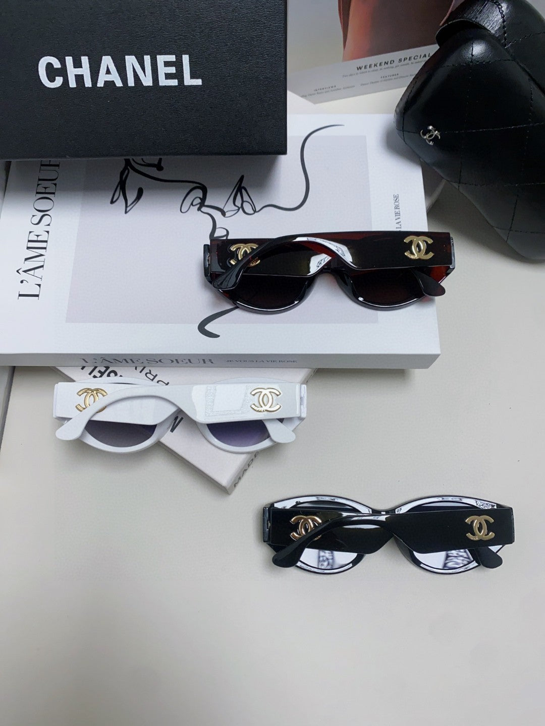 Chanel Cat-Eye Blue Lens Sunglasses for Women - 465074 - detail image 8