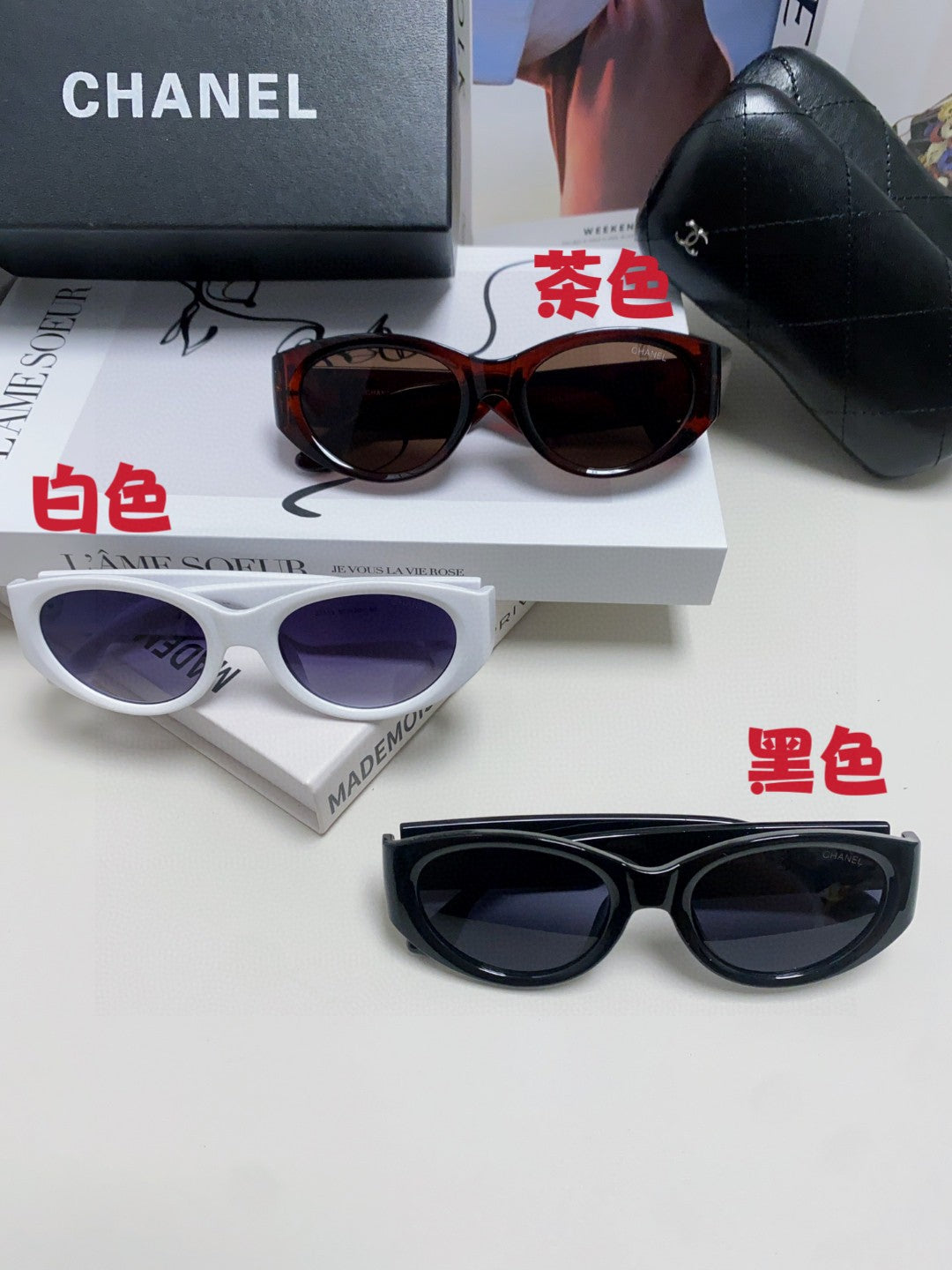 Chanel Cat-Eye Blue Lens Sunglasses for Women - 465074 - detail image 9