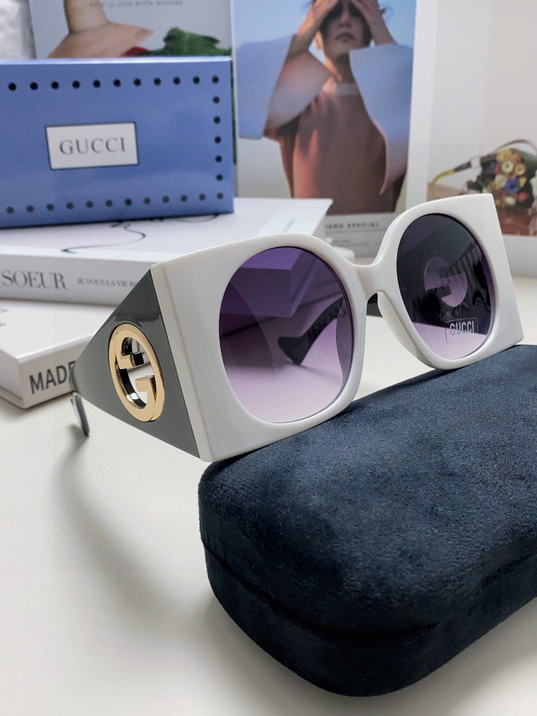 Gucci Oversized Silver Lens Sunglasses for Men & Women - 464856 - detail image 7