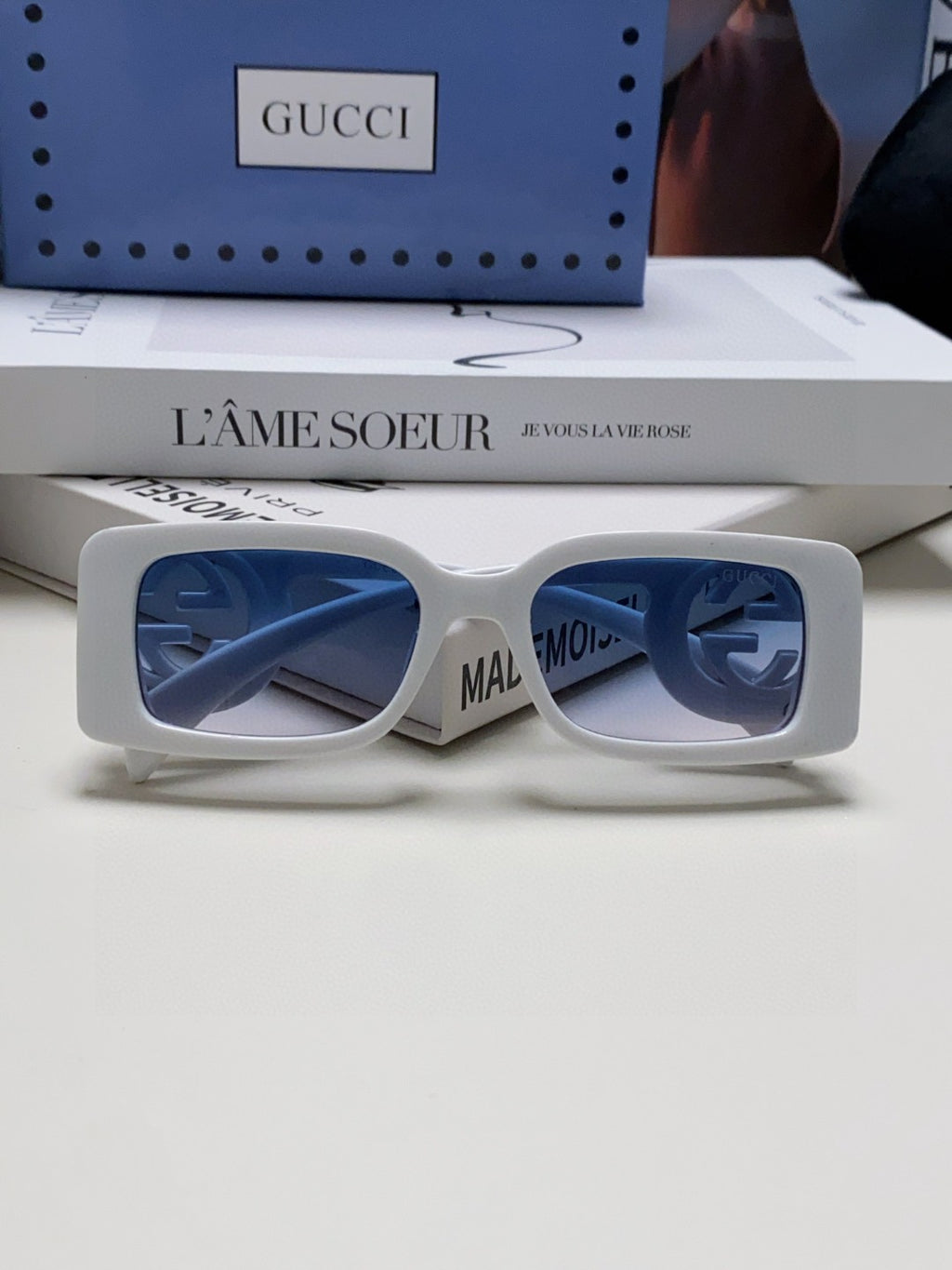 Gucci Rectangular Silver Lens Sunglasses for Men & Women - 464858 - detail image 6