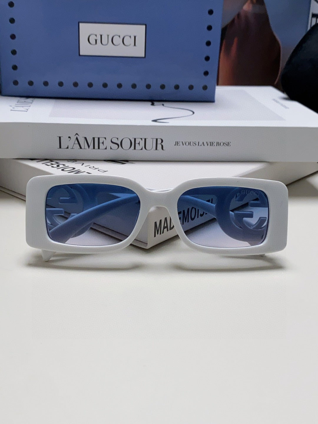 Gucci Rectangular Silver Lens Sunglasses for Men & Women - 464858 - detail image 6