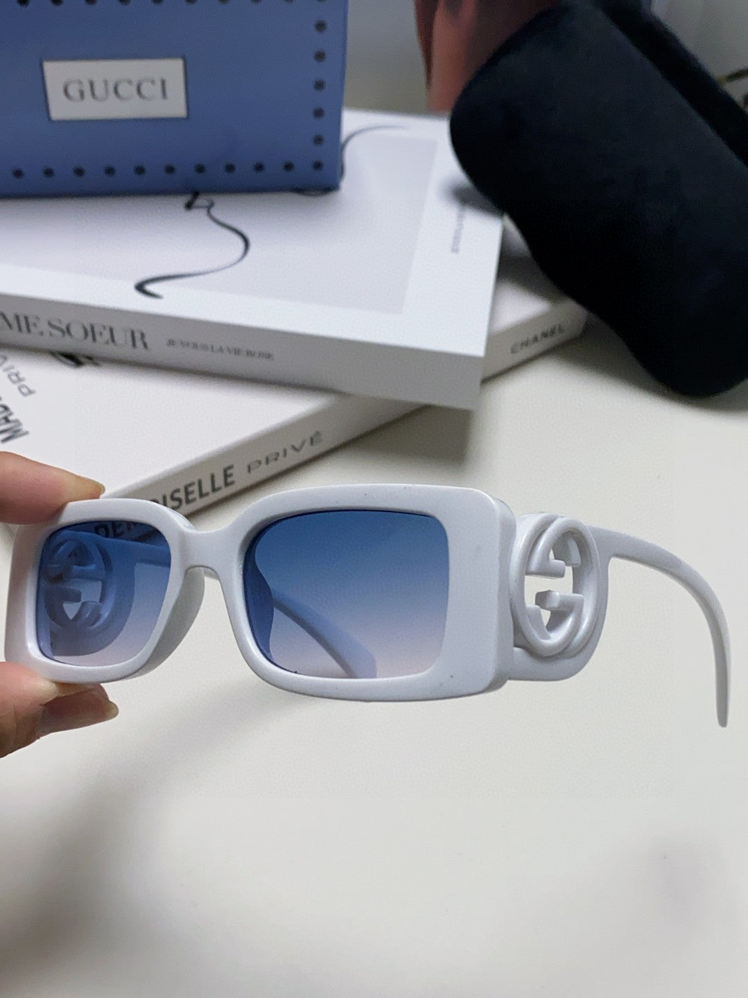 Gucci Rectangular Silver Lens Sunglasses for Men & Women - 464858 - detail image 5