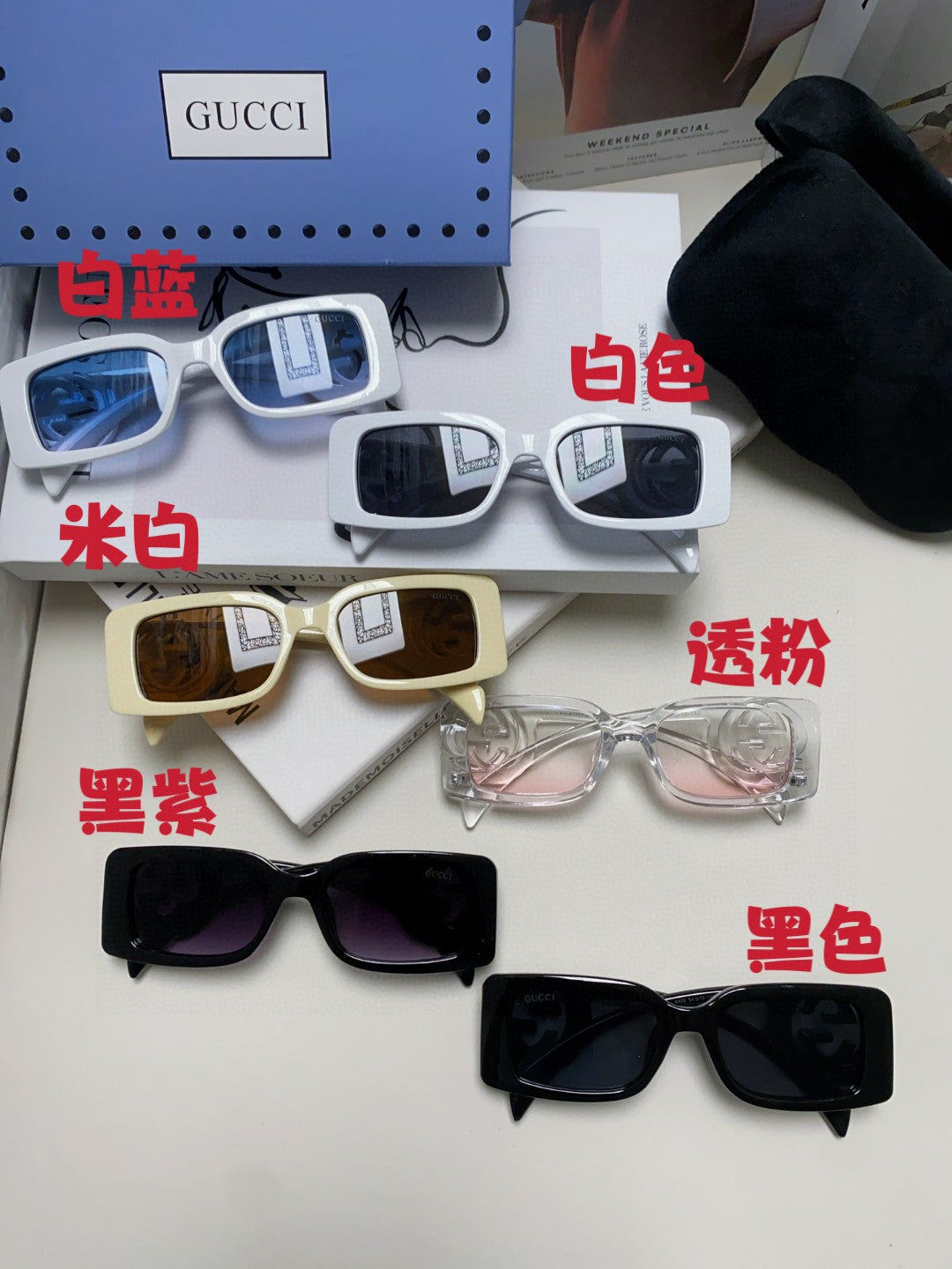 Gucci Rectangular Silver Lens Sunglasses for Men & Women - 464858 - detail image 9