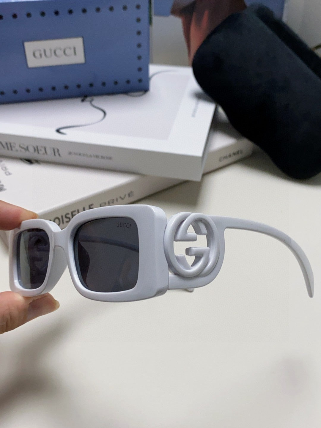 Gucci Rectangular Silver Lens Sunglasses for Men & Women - 464859 - detail image 5
