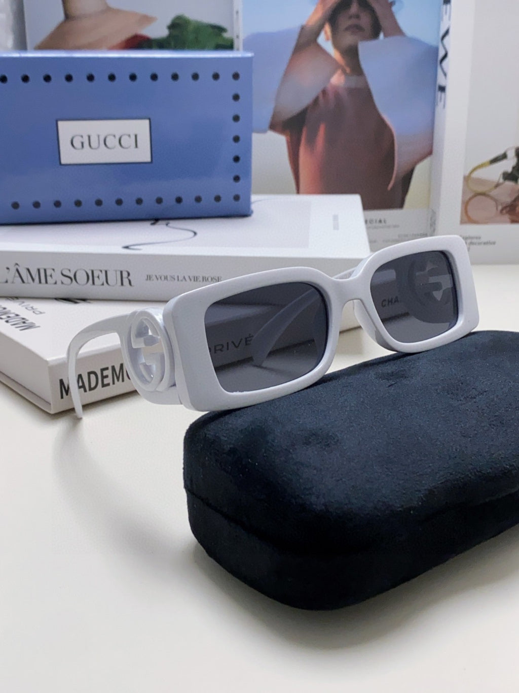 Gucci Rectangular Silver Lens Sunglasses for Men & Women - 464859 - detail image 7