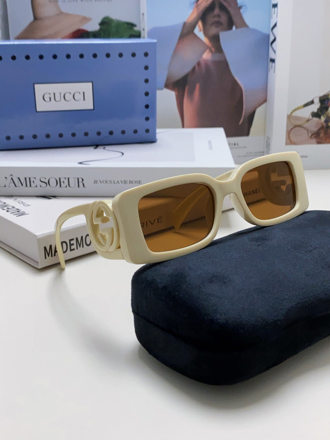 Gucci Rectangular Brown Lens Sunglasses for Men & Women - 464860 - detail image 7