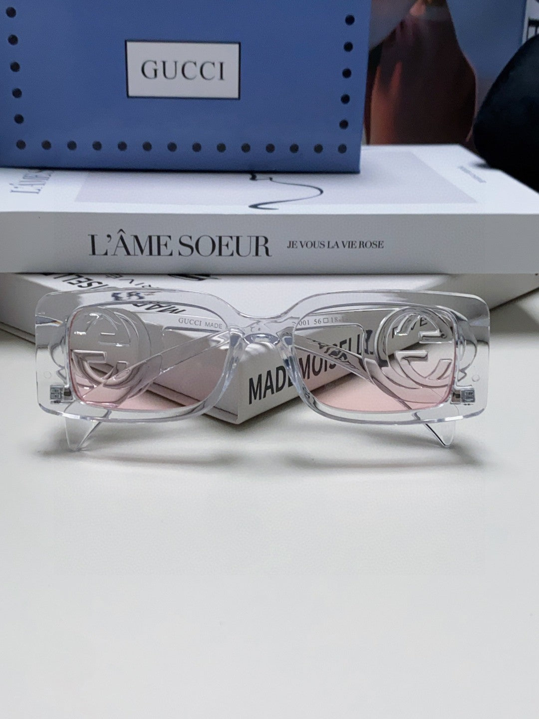 Gucci Rectangular Gray Lens Sunglasses for Men & Women - detail image 6