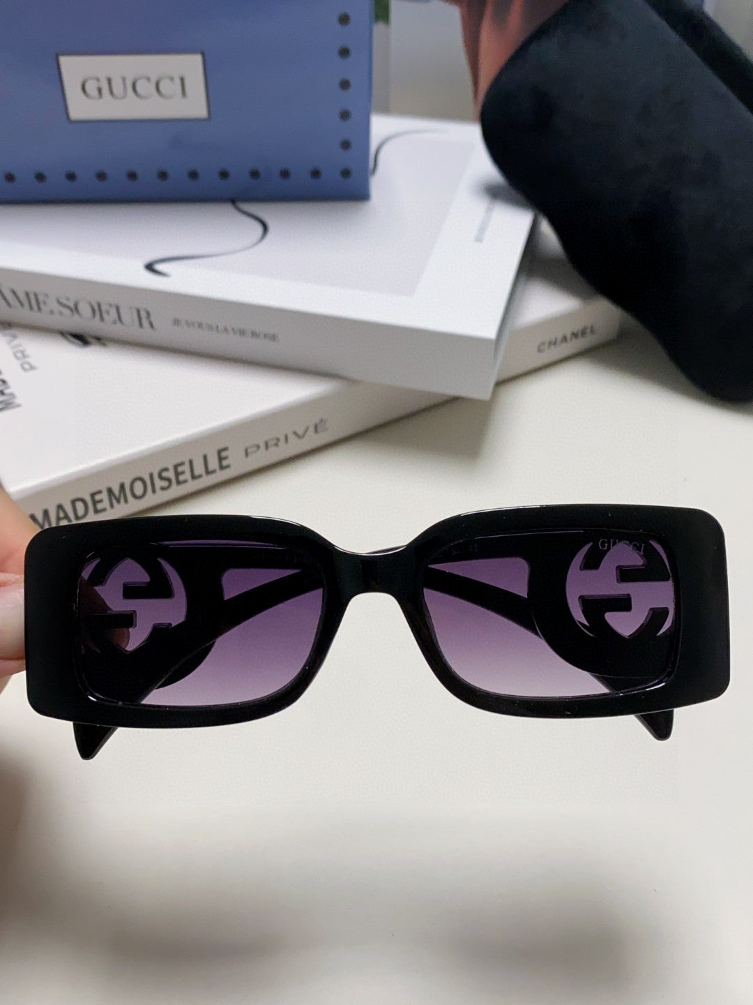 Gucci Rectangular Silver Lens Sunglasses for Men & Women - detail image 2