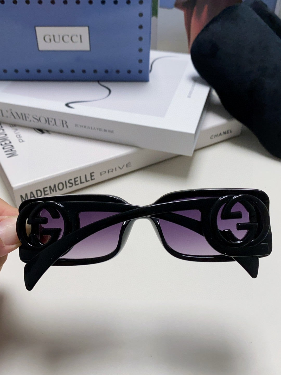 Gucci Rectangular Silver Lens Sunglasses for Men & Women - detail image 3