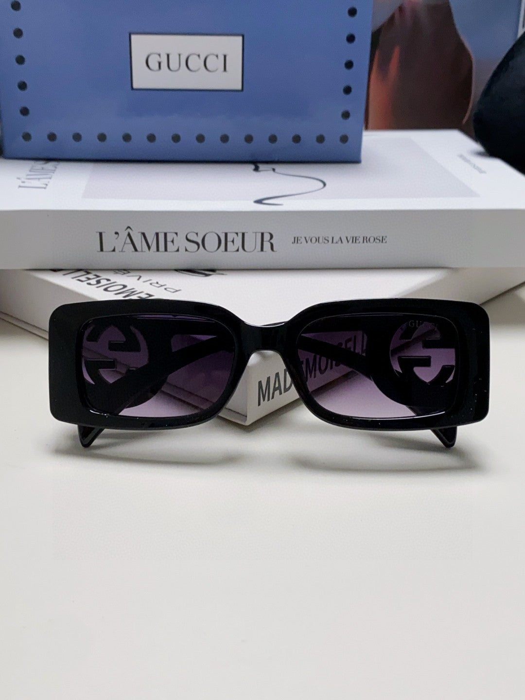 Gucci Rectangular Silver Lens Sunglasses for Men & Women - detail image 5