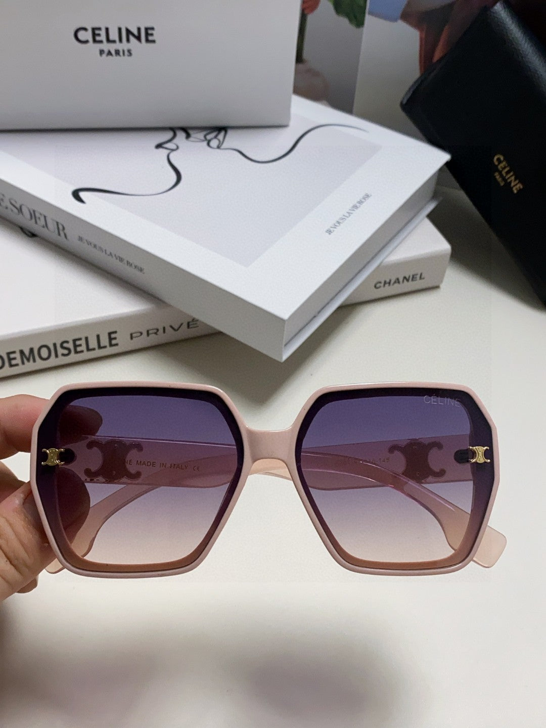Celine Square Purple Lens Sunglasses for Men & Women - 415649 - detail image 3