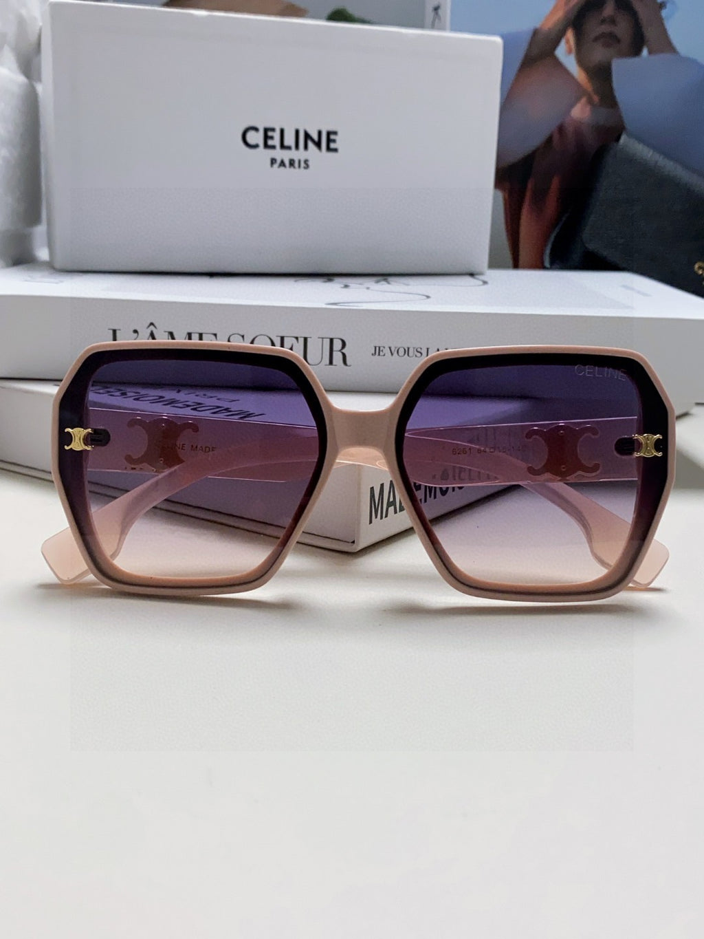 Celine Square Purple Lens Sunglasses for Men & Women - detail image 6