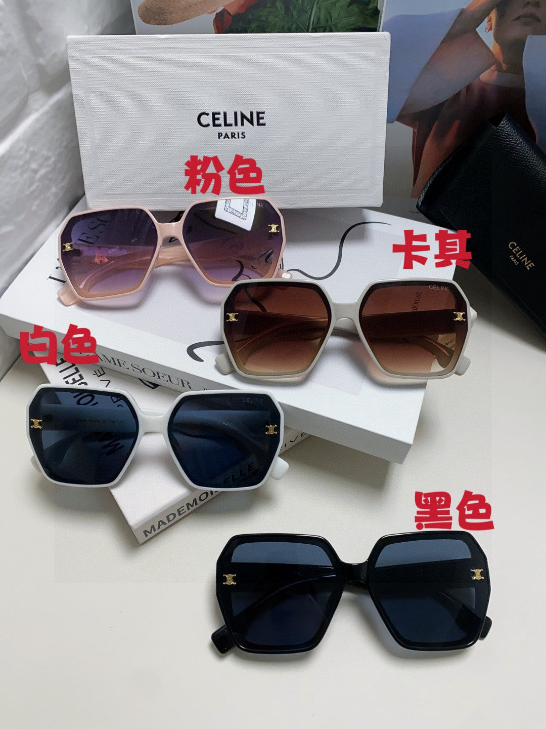 Celine Square Black Lens Sunglasses for Men & Women - 415651 - detail image 9