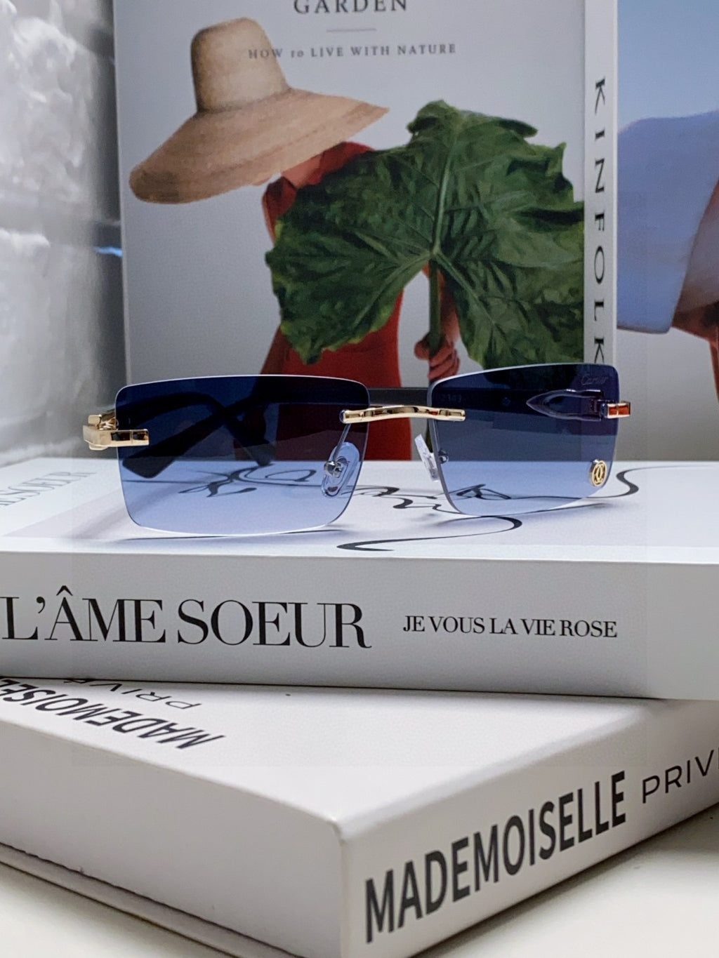 Cartier Blue-Light Rimless Blue Lens Sunglasses for Men & Women