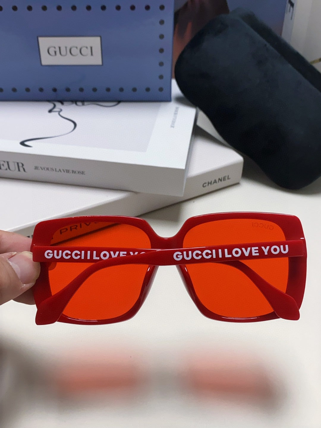 Gucci Oversized Red Lens Sunglasses for Women - detail image 4