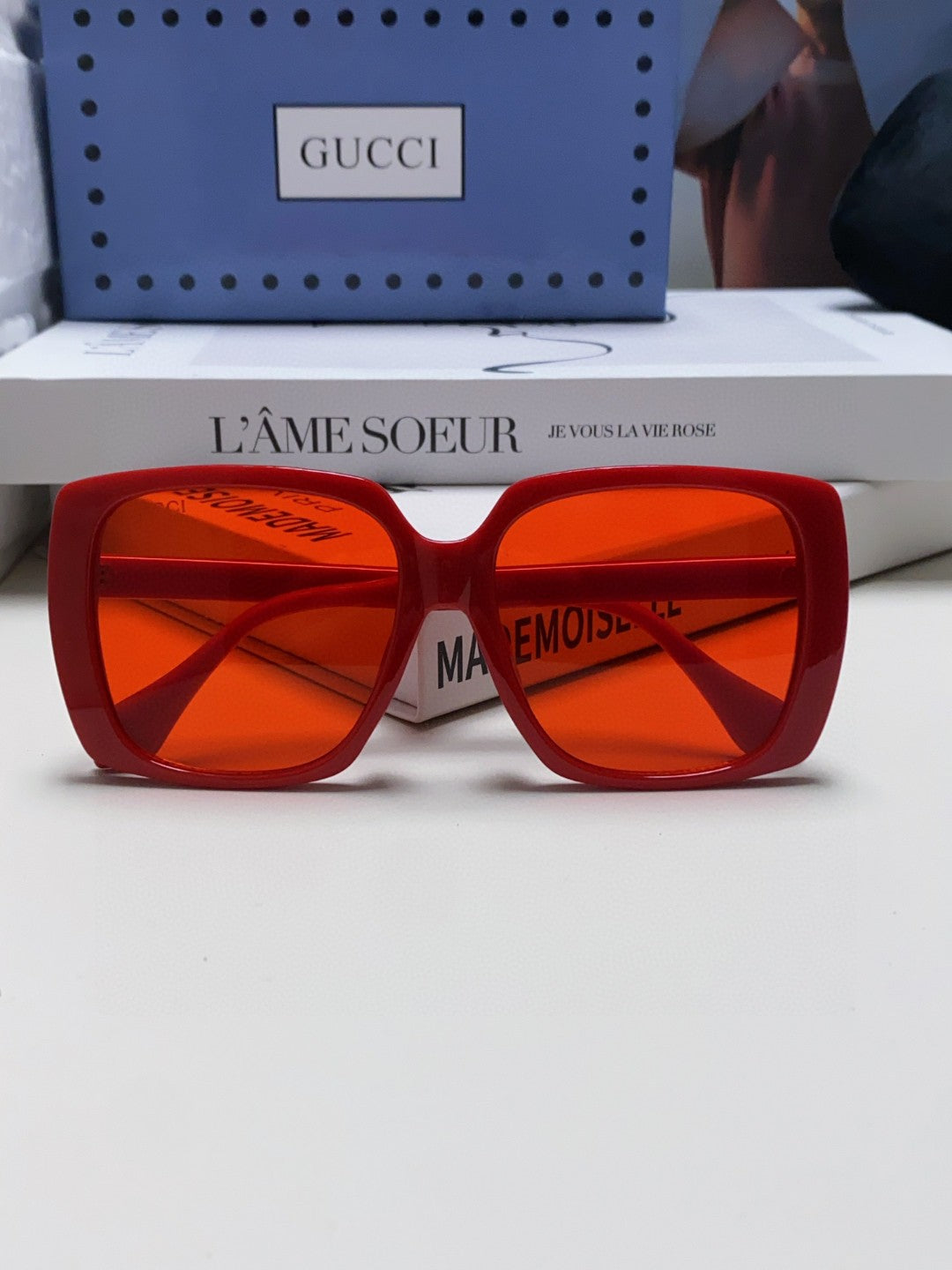 Gucci Oversized Red Lens Sunglasses for Women - detail image 6