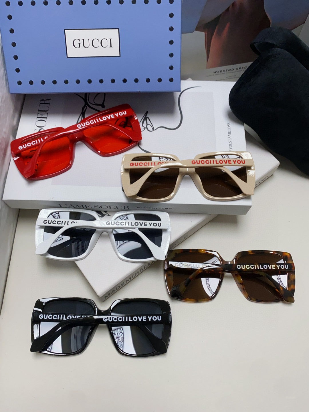Gucci Oversized Red Lens Sunglasses for Women - detail image 8