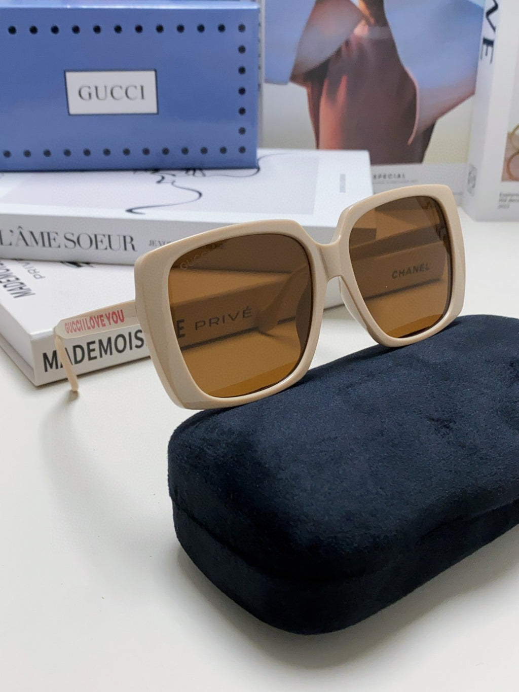 Gucci Oversized Brown Lens Sunglasses for Women - 493348 - detail image 6